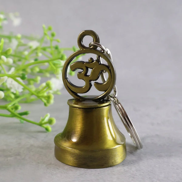 Om Symbol Temple Bell Metal Keychain (1 Pc) - justgrabit.in | Just Grab It