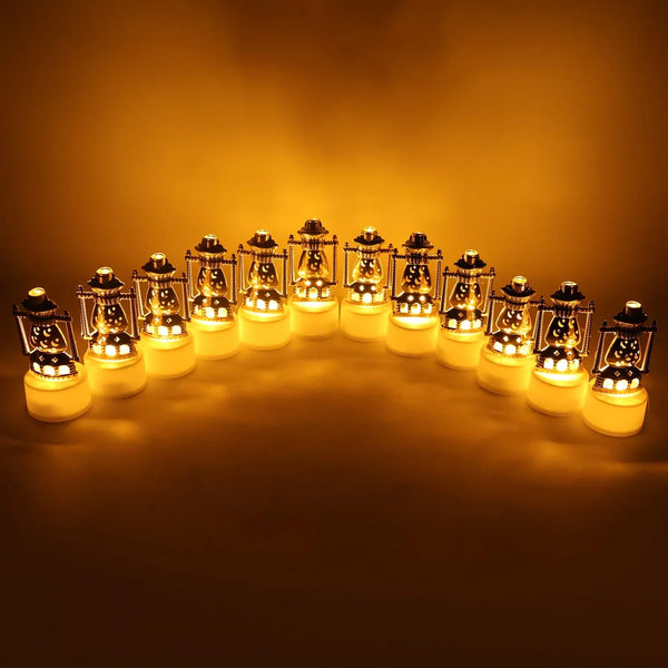 Vintage Lantern Style Decorative Flameless LED Candles (12 Pc) - justgrabit.in | Just Grab It