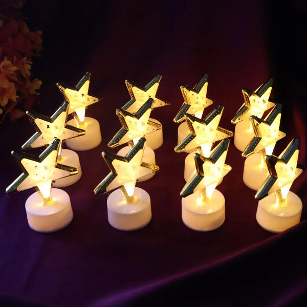 Decorative Star Shaped Flameless LED Candles (12 Pc) - justgrabit.in | Just Grab It