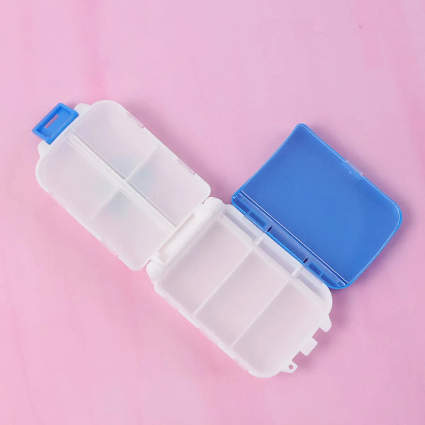 Portable Blue Dual - Sided Pill Organizer Box (1 Pc) - justgrabit.in | Just Grab It