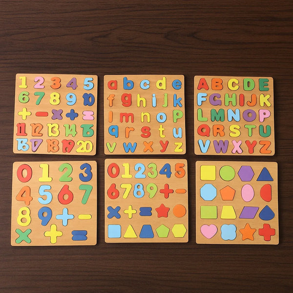 Wooden Learning Puzzle Board - (Mix Design / 1 Pc) - Justgrabit Inc.