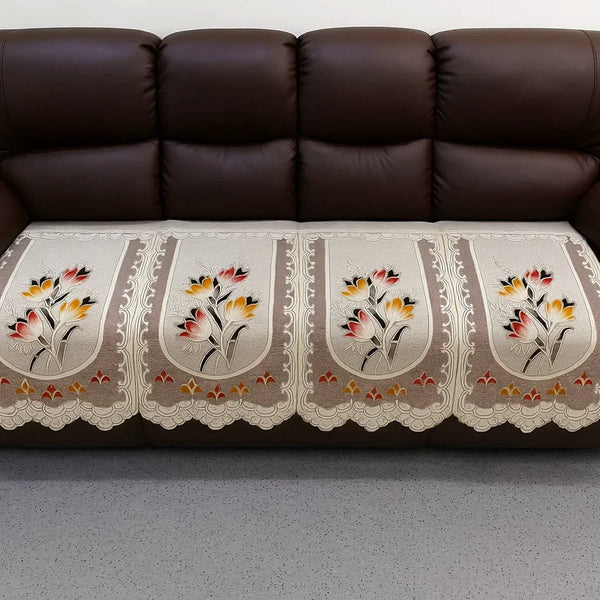 Floral Sofa Seat Runner Protector - (1 Pc / 134x28 Inch) - justgrabit.in | Just Grab It