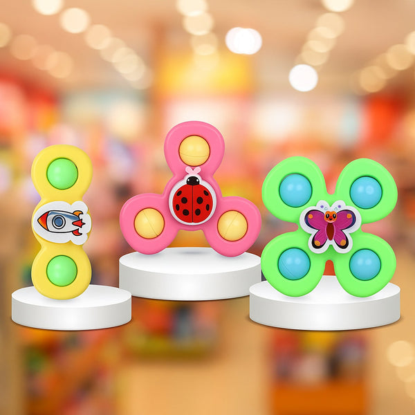 Colour Baby Spinner Toy Set – Suction Cup Sensory Spin Toys (3 Pc Set) - justgrabit.in | Just Grab It