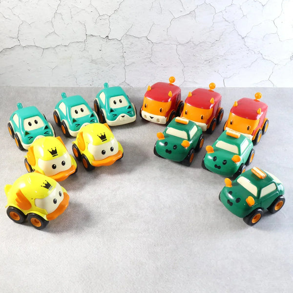 Cartoon Pull - Back Car Toy Set for Kids (12 Pc) - justgrabit.in | Just Grab It
