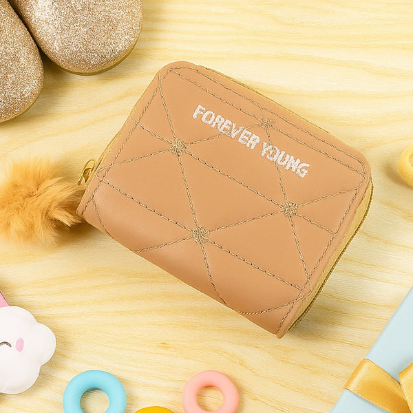 Stylish Kids Wallet with Soft Fur Zip Puller (1 Pc) - justgrabit.in | Just Grab It