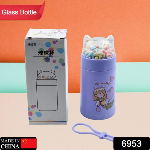 Girl Glass Water Bottle for School with Kid Sparkle Strap Cat Lid Sequins Glitter Glass Cup Birthday Gift Children 350ml (MOQ : - 75 pc) - justgrabit.in | Just Grab It