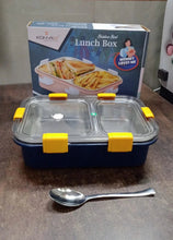 Stainless Steel Lunch Box 2 Section Lunch Box With Spoon - Justgrabit Inc.