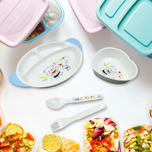 5in1 Baby Feeding Set for Kids and Toddlers,Children Children Dinnerware Set - Feeding Set for Kids, Cartoon Design Plate, Cup, Spoon, Fork Tableware Cutlery for Kids Microwave (5 Pcs Set) - Justgrabit Inc.