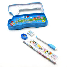Bus Shape Compass Box for Boys, Kids School Accessories | Pencil Box with Wheels for Girls and Kids, String Operated Case Students School Supplies - Stationery Set Organizer Birthday Return Gift for Kids - Justgrabit Inc.