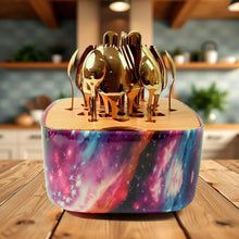 Unique Golden Egg Storage Modern Tableware Steak Knives Fork Flatware Set Royal Spoon Set Tableware Gold Cutlery Set Dishwasher Safe Mirror Finished With Gift Box for Halloween 24Pcs Set) - Justgrabit Inc.