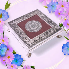 Silver - Square Pooja Chowki Patla / Bajot (20×20 CM / 1 Pc) - justgrabit.in | Just Grab It