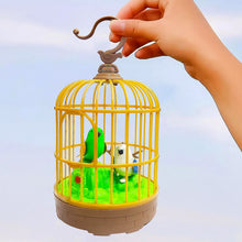 Sound - Activated Chirping Bird Toy in Hanging Cage (1 Pc / Battery Operated) - justgrabit.in | Just Grab It