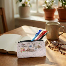 Small Paris Print Zipper Coin & Stationery Pouch (1 Pc) - justgrabit.in | Just Grab It
