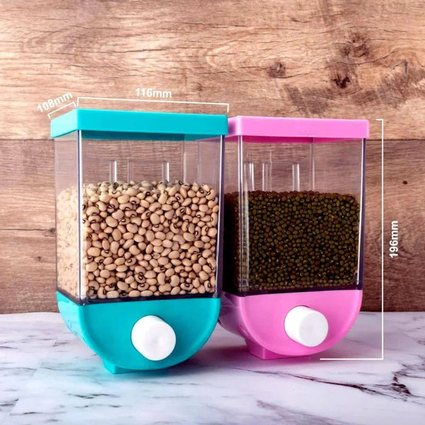Wall Mounted Cornflakes / Cereal / Pulses / Beans / Oatmeal / Namkeen / Dry Food Storage Box / Tank - 1100 ml (assorted color) - Justgrabit Inc.