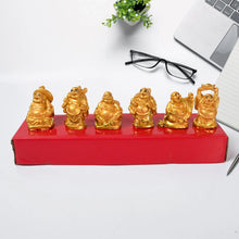Golden Laughing Buddha Set Of Six Pieces Statue For Happiness, Wealth & Good luck Decor For Wealth and Success (6 Pcs Set) - Justgrabit Inc.