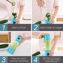 Portable Electric USB Juice Maker Juicer Bottle Blender, Grinder Mixer, 4 Blades Rechargeable Bottle (380 ML / Mix Color) - Justgrabit Inc.
