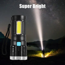 Multifunctional Strong 4 LED Torch Light, Portable Rechargeable Flashlight Long Distance Beam Range 800 Lumens COB Light 4 Mode Emergency for Hiking, Walking, Camping (4 LED Torch) - justgrabit.in | Just Grab It