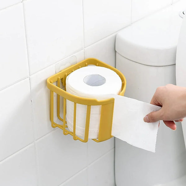 Toilet Paper Holder Bathroom, Tissue Roll Wall Mounted Plastic Bathroom Toilet Paper Roll Holder, Tissue Holder with Storage and Dispenser for Bathroom, Kitchen, Washroom | 14 x 13.5 x 11 Cm - Justgrabit Inc.