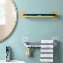 Wall - Mounted Double Bar Towel Holder with Hooks & Adjustable Folding Shelf - justgrabit.in | Just Grab It