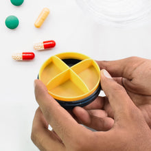 Portable Round Shape 4 Compartments Pill Box (1 Pc / With Color Box) - justgrabit.in | Just Grab It