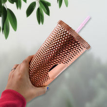 Studded Cup Tumbler Straw Lid - Plastic Double Walled Cold Cup for iced Coffee - justgrabit.in | Just Grab It