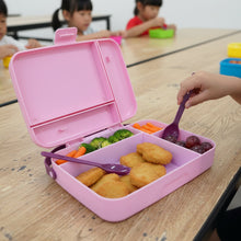Smart Leak Proof Lunch Box with 3 Compartments and Spoon Set (1 Set) - justgrabit.in | Just Grab It
