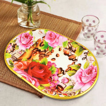 Small Plastic Flower Printed Design Serving Tray (1 Pc / 27 x 18 CM / Mix Color) - justgrabit.in | Just Grab It