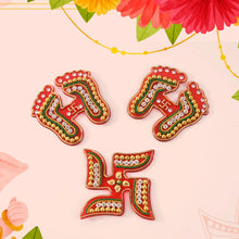 Decorative Laxmi Charan (Pagla) & Swastik Combo Set (3pc Set) - Justgrabit Inc.