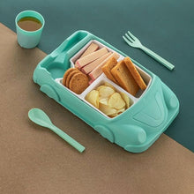 Kid's Car Shaped Plates Cup / Lunch Box Dinnerware (4 Pcs Set / 1000 ML Lunch Box) - justgrabit.in | Just Grab It