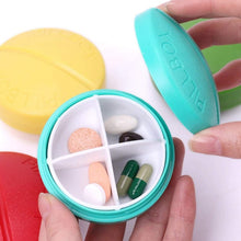 Portable Round Shape 4 Compartments Pill Box (1 Pc / With Brown Box) - justgrabit.in | Just Grab It