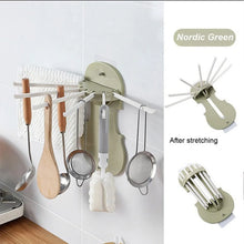 Plastic 7 - in - 1 Multifunction Retractable Wall - Mounted Pull - Out Hanger Rack Without Punching Hooks Up for Kitchen Bathroom - justgrabit.in | Just Grab It