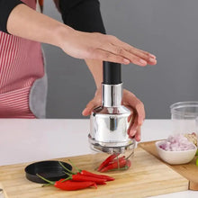 Food Cutter, Multifunctional Stainless Steel Blade Onion Cutter Food Vegetable Cutting Tool Home Kitchen Accessory, Vegetable Onions Garlic Nuts Salads Hand Chopper Kitchen - Justgrabit Inc.