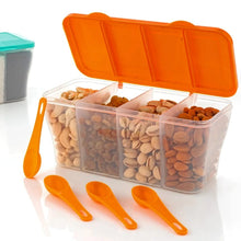 Kitchen Airtight 4 - Section Storage Container / Pickle Jar with 4 Spoons (1 Pc / Mix Color) - Justgrabit Inc.