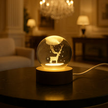 Crystal Ball Night Light Glass Ball Night Lamp with Wood Base - justgrabit.in | Just Grab It