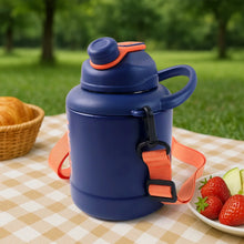 Sports Vacuum Bottle with Shoulder Strap 1 Pc Stylish Mix Design & Size - Justgrabit Inc.