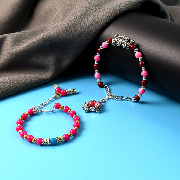 Traditional and Trendy Beaded Bracelet with Adjustable Chain (1 Pc) - justgrabit.in | Just Grab It