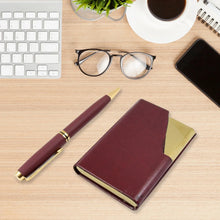 Leather Professional Business Visiting Card Case With Luxury Ballpoint Blue Pens (2 Pc Set / With Gift Box) - justgrabit.in | Just Grab It
