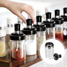 Transparent Glass Storage Jar with Built - in Spoon Approx 250ml - Justgrabit Inc.