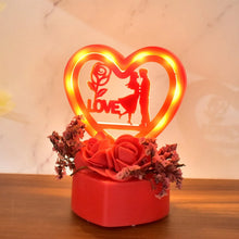 Romantic Heart - Shaped Love Couple Decorative Showpiece with Rose Base (1 Pc) - Justgrabit Inc.