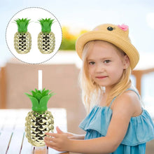 Plastic Pineapple Cups with Straw (1 Pc) - Party Favors, Hawaiian, Beach - Justgrabit Inc.