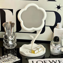 Flower - Shaped Makeup Mirror, Rotatable Makeup Mirror with Tray Table Vanity - justgrabit.in | Just Grab It