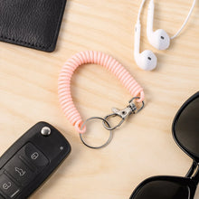 Elastic Spiral Coil Keychain Bracelet with Metal Key Ring and Clip Hook (1 Pc) - Justgrabit Inc.