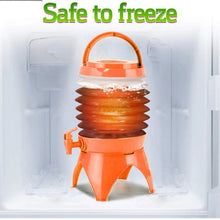 Plastic Collapsible Beverages Container with Tap Cold Drink Dispenser Folding Water Storage Water Jug Tank for Home and Outdoor Party Traveling Picnic (3.5 Litter/ Multicolor) - Justgrabit Inc.