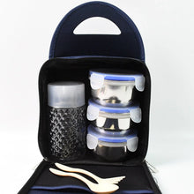 Compact Stainless Steel Airtight Lunch Box Set - 4 pcs (3 Leakproof Containers and 1 Bottle) - Justgrabit Inc.