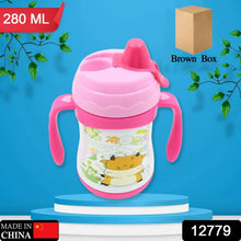 Vacuum Stainless Steel Water Bottle With Carry Handle & Straw Fridge Water Bottle Double Wall, Leak Proof, Rust Proof, Cold & Hot | Leak Proof | Office Bottle | Gym | Home | Kitchen | Hiking | Trekking | Travel Bottle, Tumbler (280 ML) - Justgrabit Inc.