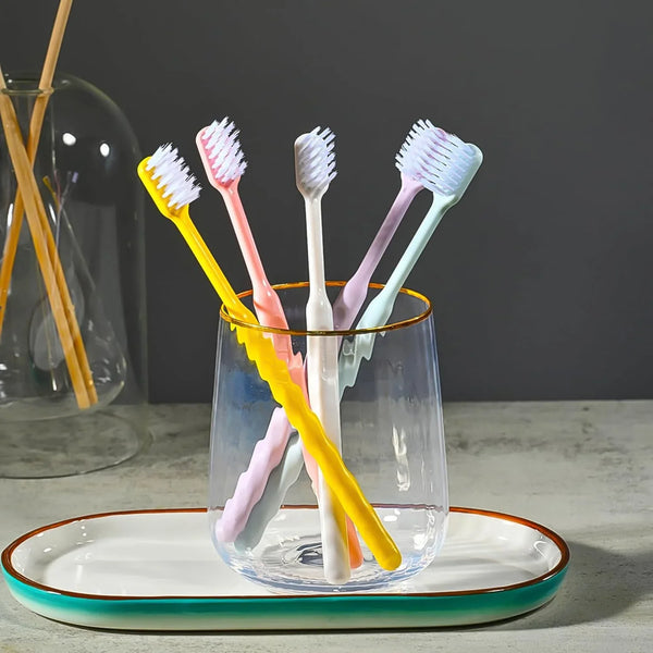 Plastic Toothbrush With Plastic Round Box (20 pcs Set) - justgrabit.in | Just Grab It