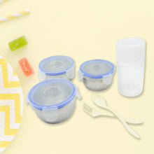 6In1 Tiffin Box - Lunch Box | 3 Stainless Steel Containers | Plastic lid Box | Spoon & Fork /Plastic Bottle | Insulated Fabric Bag | Leak Proof | Microwave Safe for Office, College and School for Men, Women (6 pcs) - Justgrabit Inc.