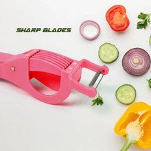 Plastic 2 in 1 Vegetable & Fruit Multi Cutter 5 Blade Vegetable Cutter with Peeler (1 Pc / Multicolor) - justgrabit.in | Just Grab It