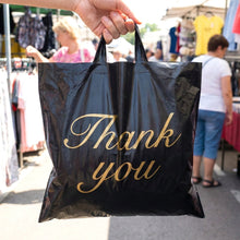 Large Black Thank You Printed Plastic Carry Bag (34 × 44 cm, 1 Pc) - justgrabit.in | Just Grab It