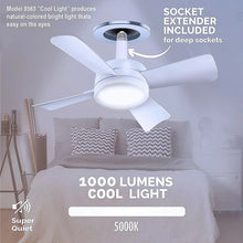 Original Cool LED Socket Fan Light – Ceiling Fan Replacement, 1000 Lumens/5000K, Remote Controlled (Remote Battery Not Included) - Justgrabit Inc.